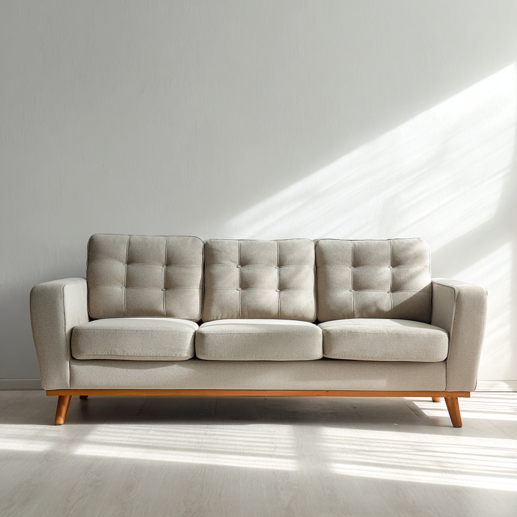 Divano lineare tessuto 205x88x86 cm - beige - design moderno-Havenilo