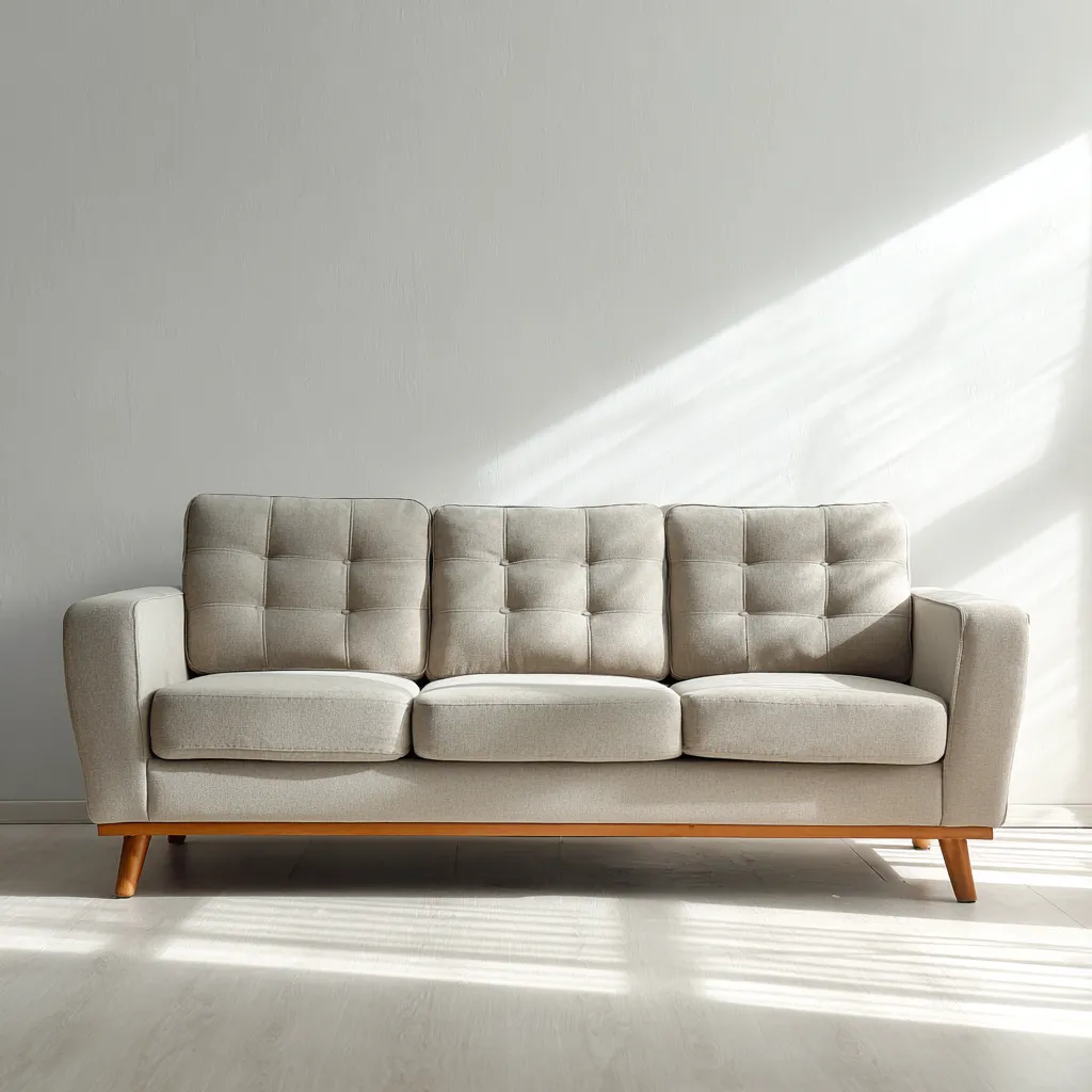 Divano lineare tessuto 205x88x86 cm - beige - design moderno-Havenilo