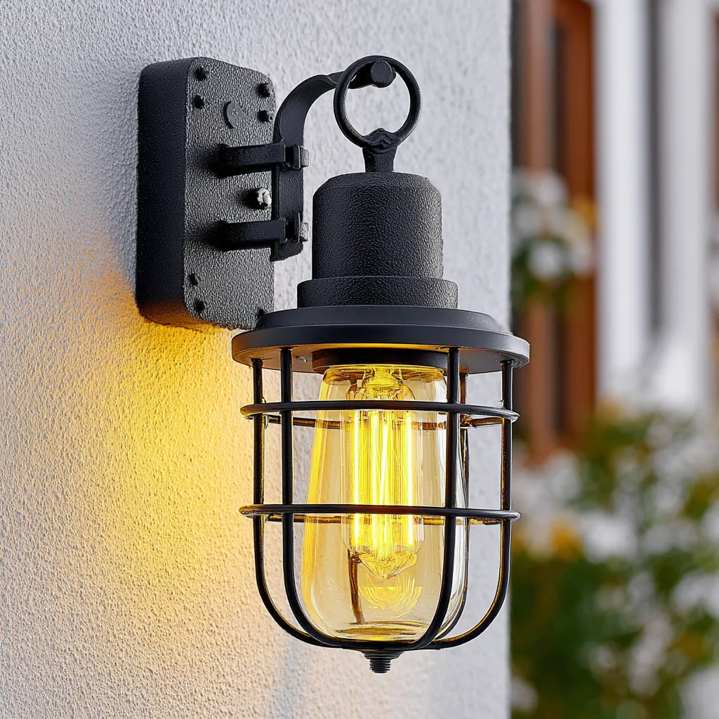 Applique metallo-vetro 28x16x20 cm - nero-trasparente - design industriale-Havenilo