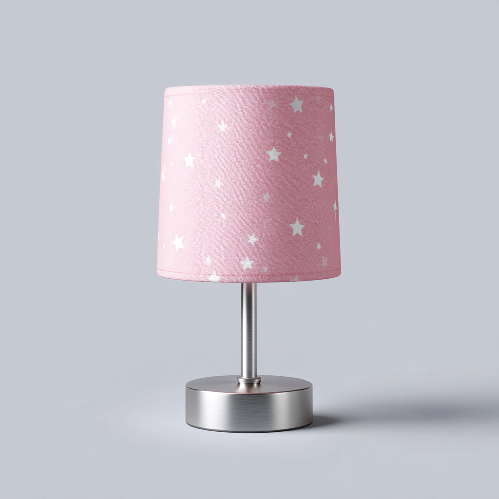 Lampada da tavolo metallo-tessuto 40x20x20 cm - rosa-bianco - design per cameretta-Havenilo