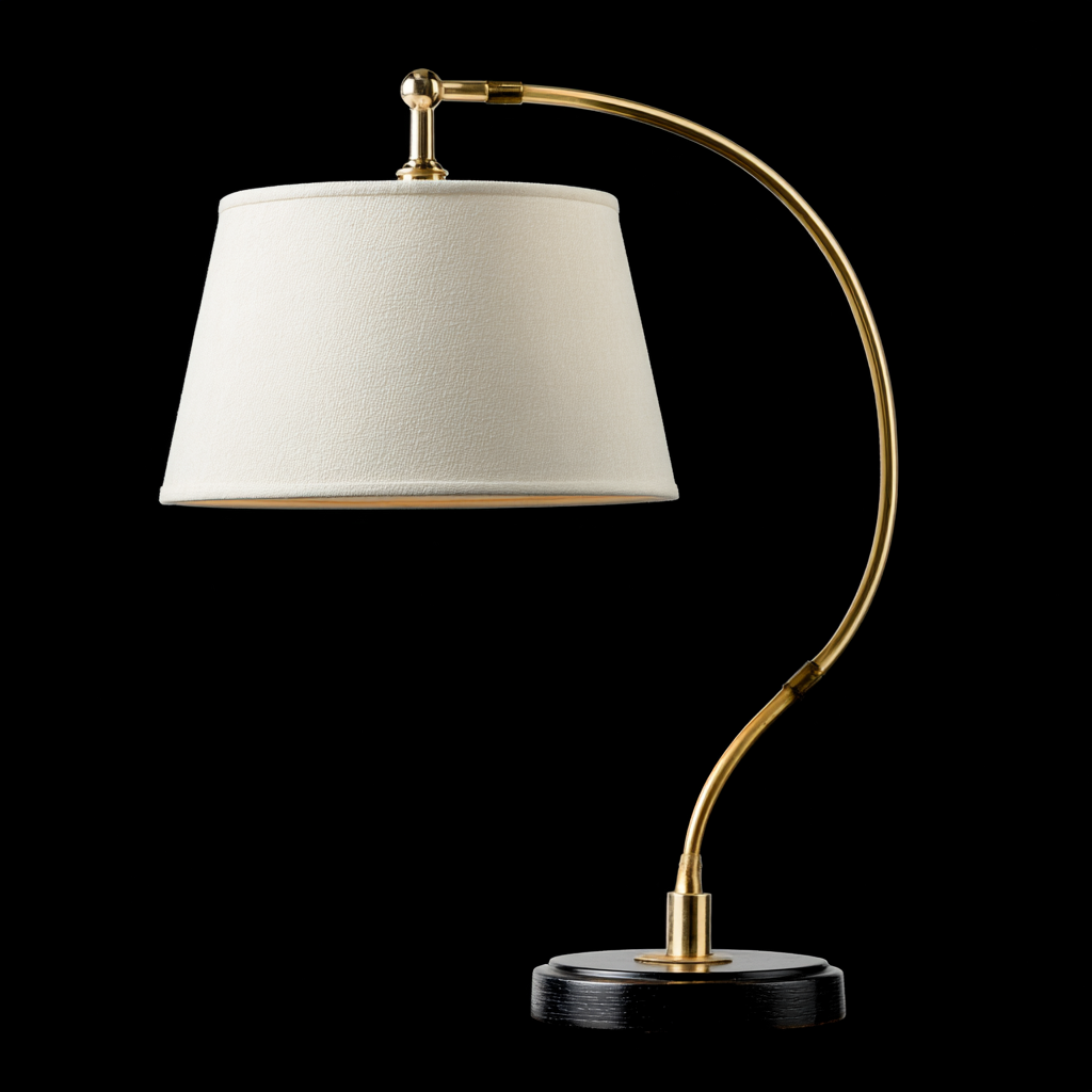 Lampada da tavolo metallo-tessuto-legno 27x20x52 cm - ottone-bianco-nero - design moderno-Havenilo