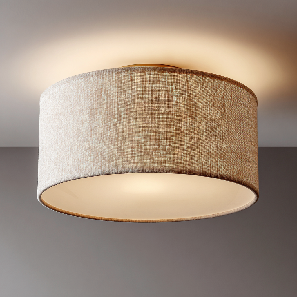 Lampada da soffitto in tessuto e metallo 38x38x20 cm Beige per ambiente interno - design moderno-Havenilo