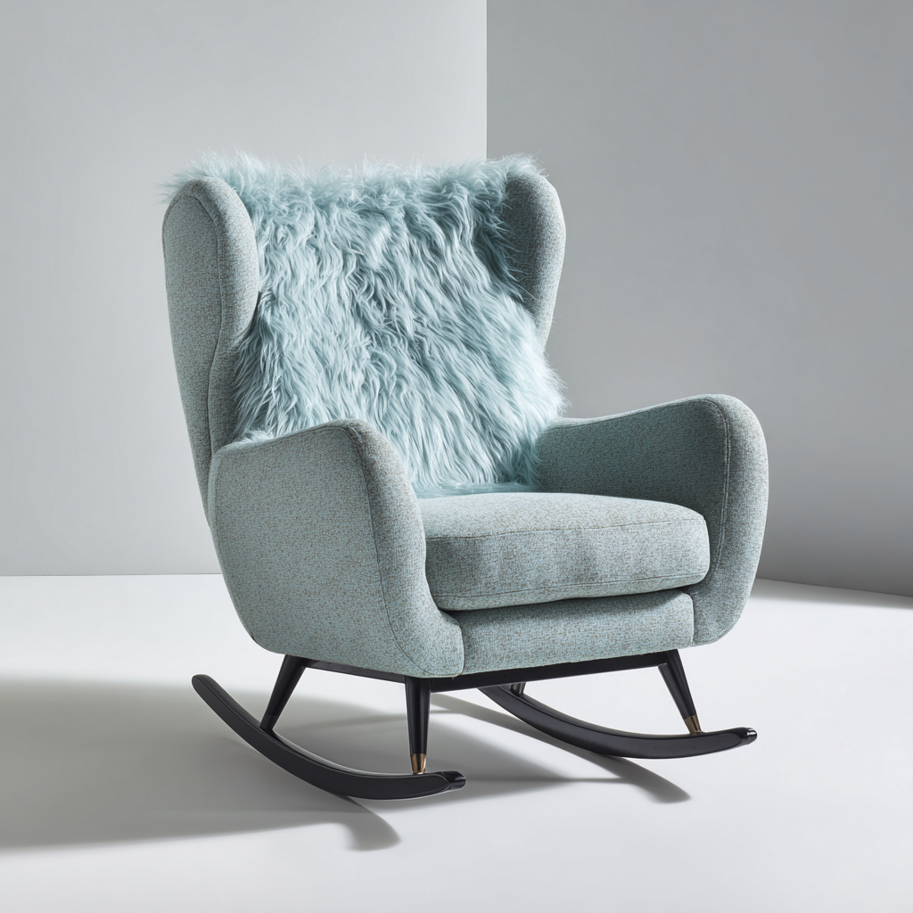 Sedia a dondolo tessuto 90x75x100 cm - azzurro - design moderno per soggiorno-Havenilo