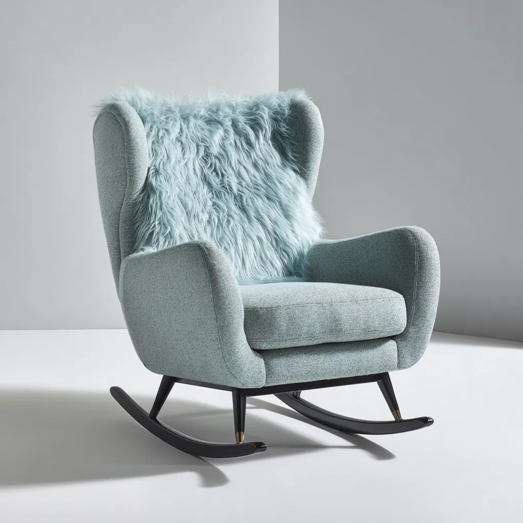 Sedia a dondolo tessuto 90x75x100 cm - azzurro - design moderno per soggiorno-Havenilo