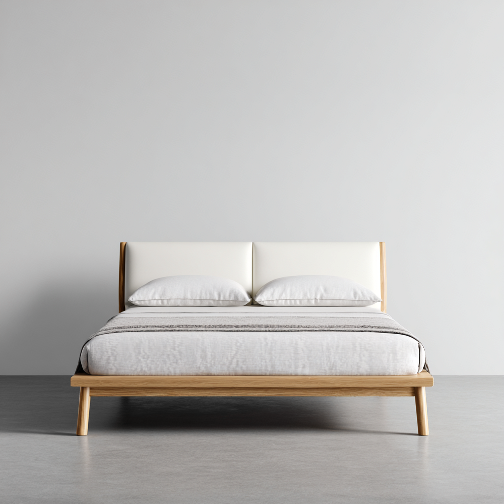 Letto matrimoniale legno 210x165x105 cm legno chiaro-bianco uso camera da letto - design moderno con testiera imbottita-Havenilo