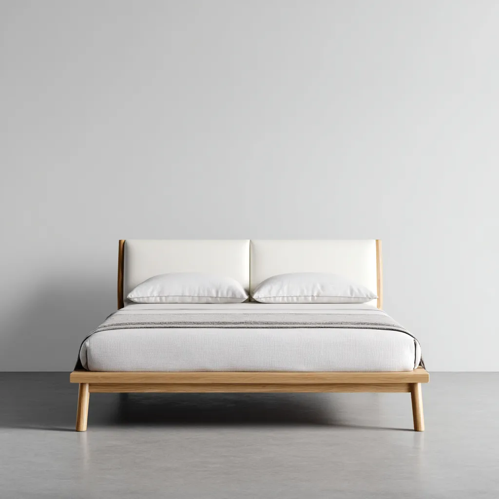 Letto matrimoniale legno 210x165x105 cm legno chiaro-bianco uso camera da letto - design moderno con testiera imbottita-Havenilo