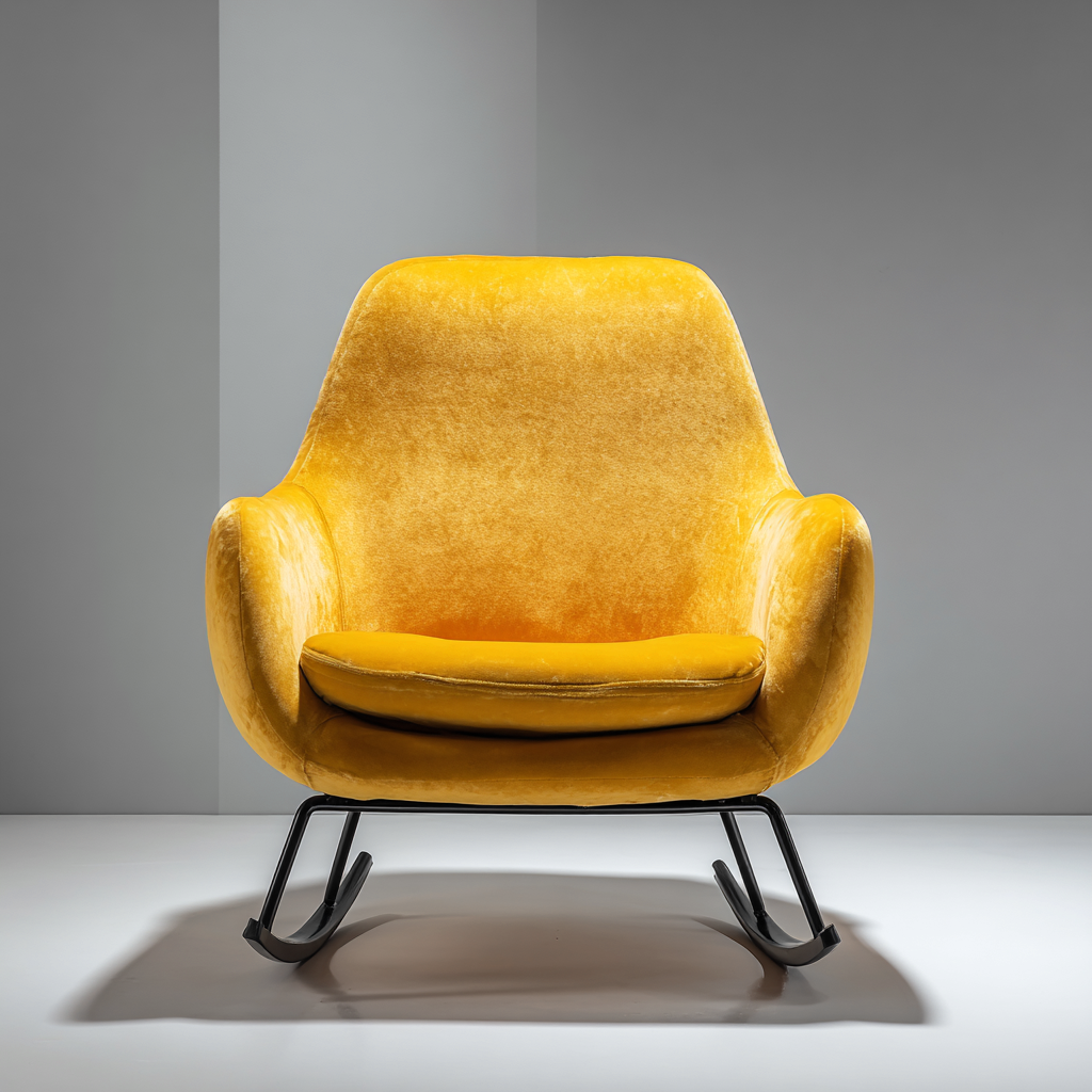 Sedia a dondolo in velluto 74x80x100 cm giallo design moderno-Havenilo