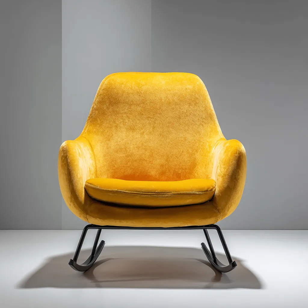 Sedia a dondolo in velluto 74x80x100 cm giallo design moderno-Havenilo