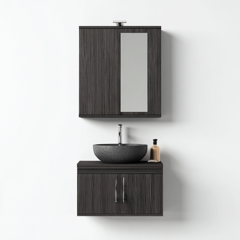 Mobile lavabo legno 60x45x52 cm - grigio scuro - design moderno-Livingvo