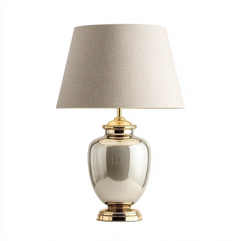 Lampada da tavolo metallo 32x32 cm - oro-beige - design classico-Livingvo