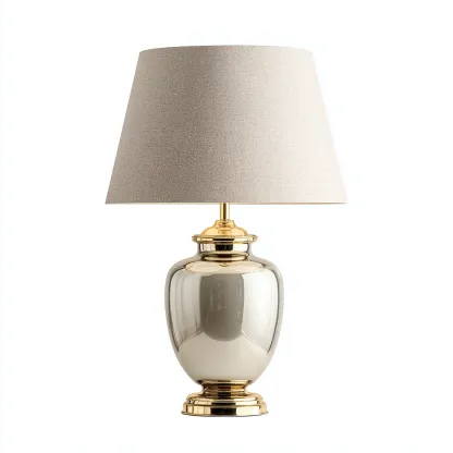 Lampada da tavolo metallo 32x32 cm - oro-beige - design classico-Livingvo