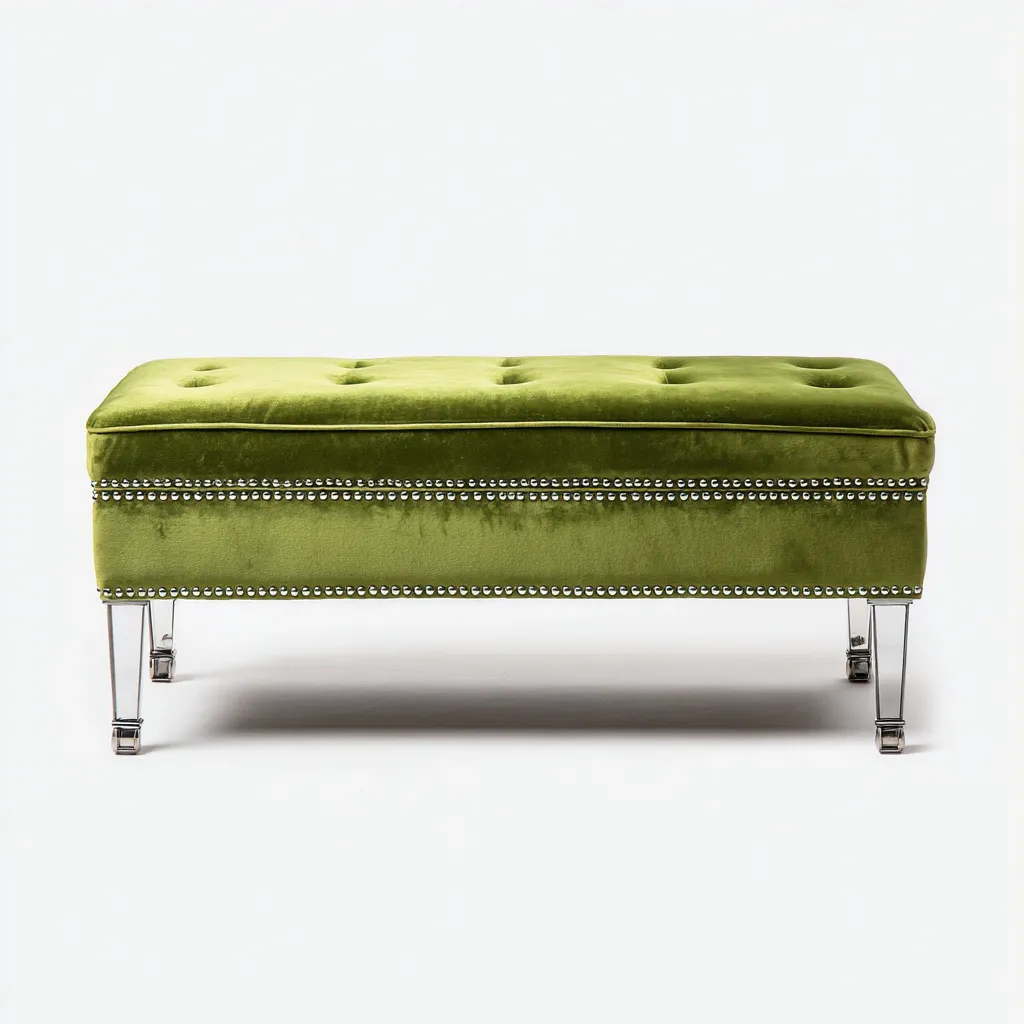 Panca per letto velluto 95x40x47 cm - verde - adatta alla camera da letto - design classico-Livingvo