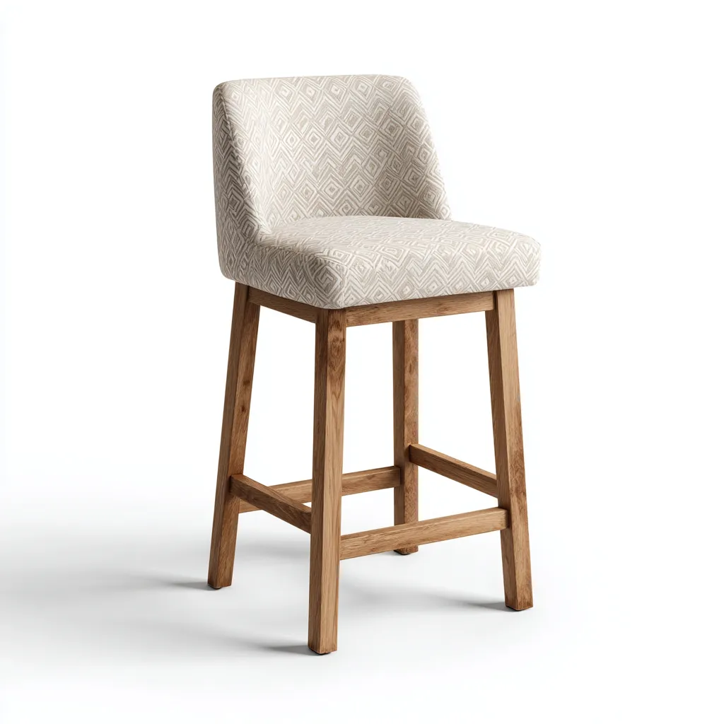 Sgabello da bar Tessuto-Legno 45x50x95 cm - Beige-Marrone - Design moderno-Livingvo