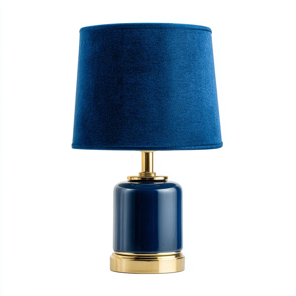 Lampada da tavolo ceramicaVelluto 18x12 cm - blu-oro - design moderno-Livingvo