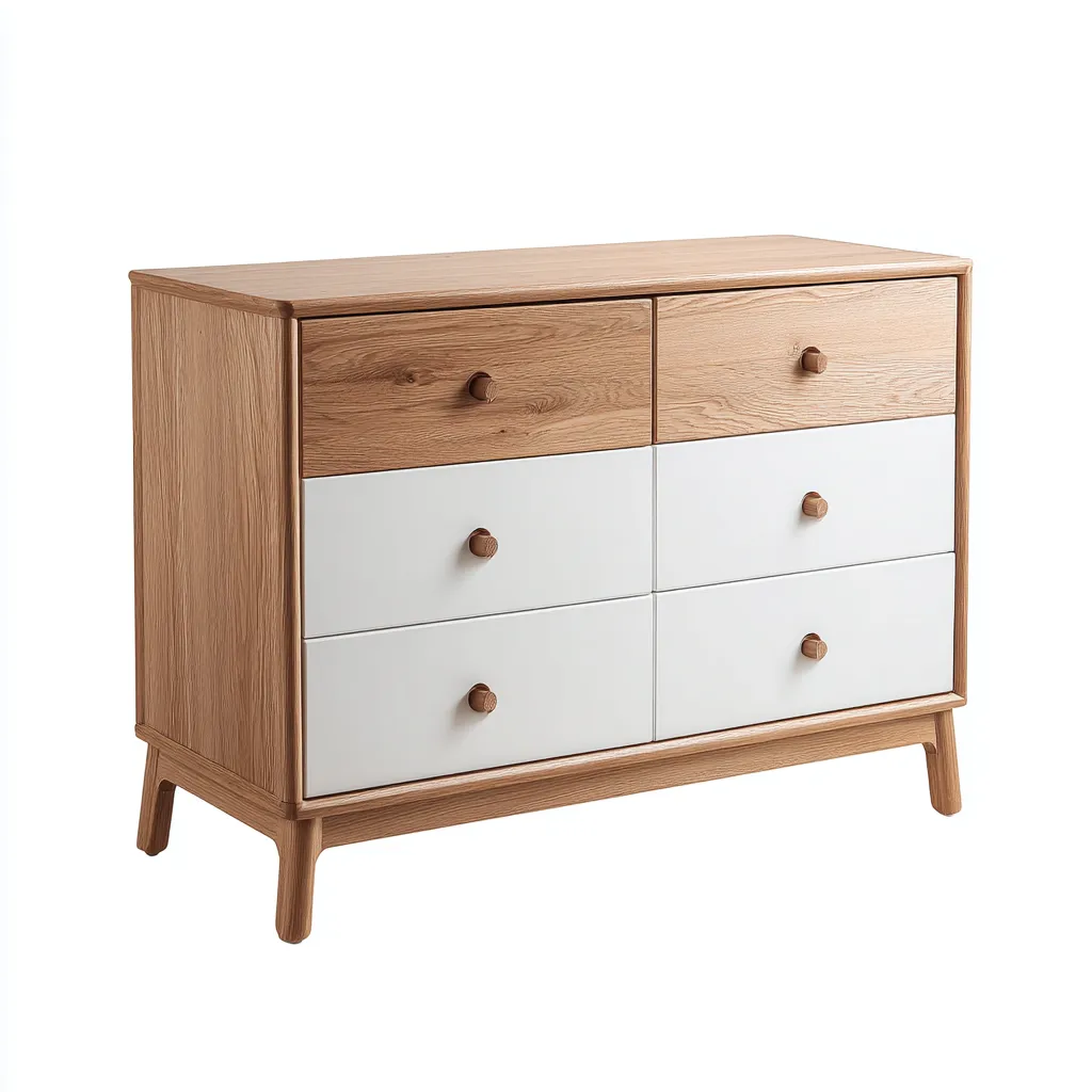 Cassettiera - rovere e bianco - 95x42 cm - bianco-rovere naturale - stile nordico moderno-Livingvo