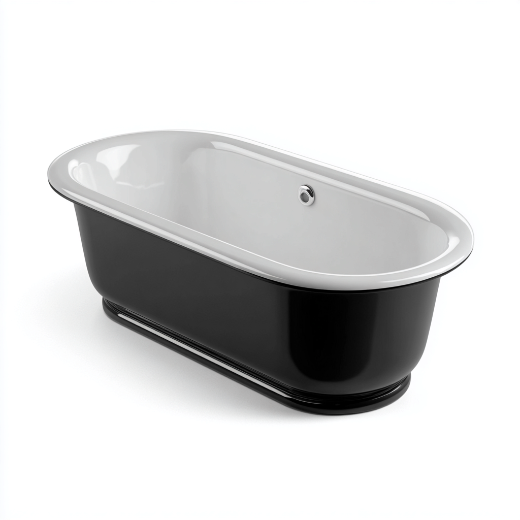 Vasca da bagno freestanding acrilico 170x75x60 cm - nero-bianco - design moderno-Livingvo
