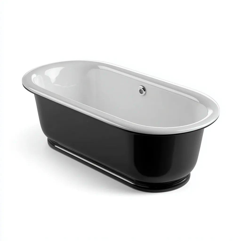 Vasca da bagno freestanding acrilico 170x75x60 cm - nero-bianco - design moderno-Livingvo