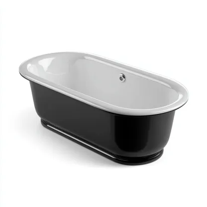 Vasca da bagno freestanding acrilico 170x75x60 cm - nero-bianco - design moderno-Livingvo