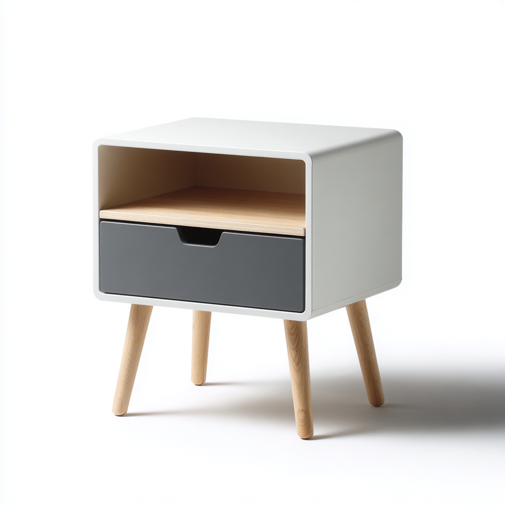 Cassettiera con vano aperto e cassetto - 45x35x55 cm - bianco-grigio - stile moderno-Livingvo