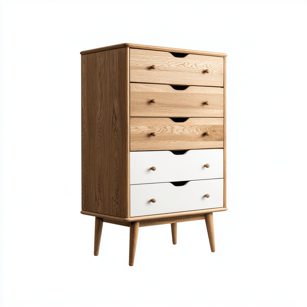 Cassettiera - rovere e bianco - 72x42 cm - rovere naturale-bianco - stile nordico-Livingvo