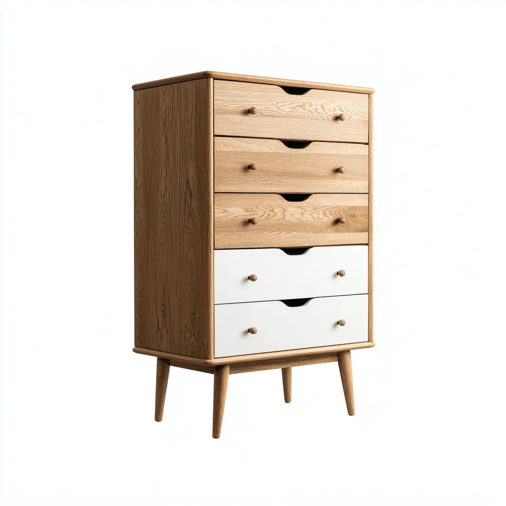 Cassettiera - rovere e bianco - 72x42 cm - rovere naturale-bianco - stile nordico-Livingvo