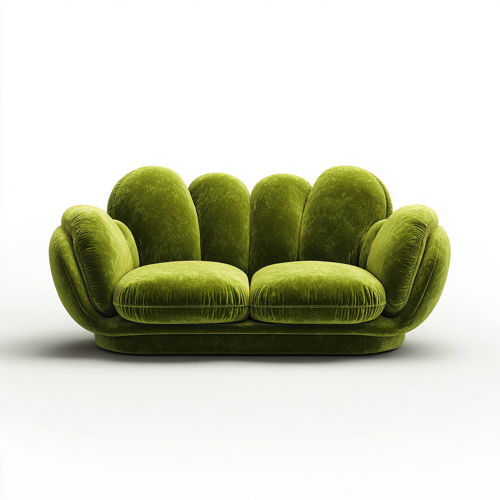 Divano lineare velluto 210x115x90 cm - verde oliva chiaro - adatto al soggiorno - design moderno-Livingvo