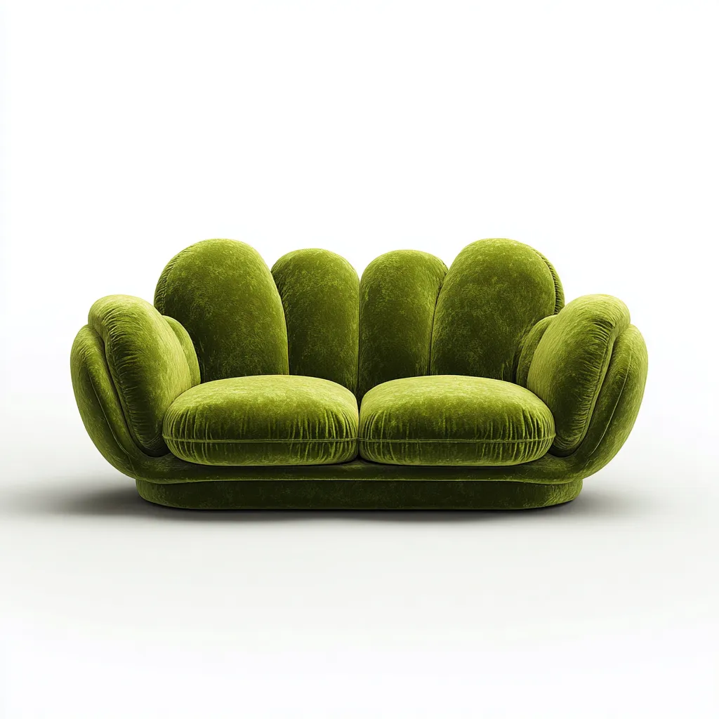 Divano lineare velluto 210x115x90 cm - verde oliva chiaro - adatto al soggiorno - design moderno-Livingvo