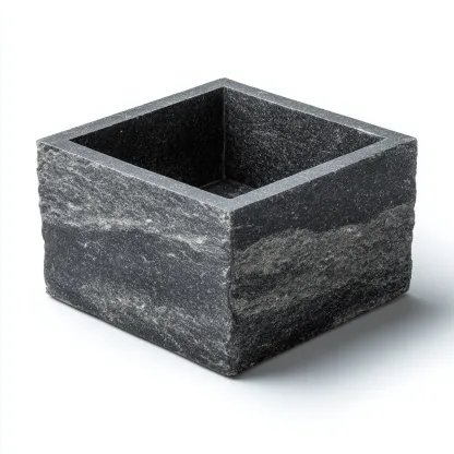 Lavabo pietra 30x30x25 cm grigio-nero - design rustico-Livingvo