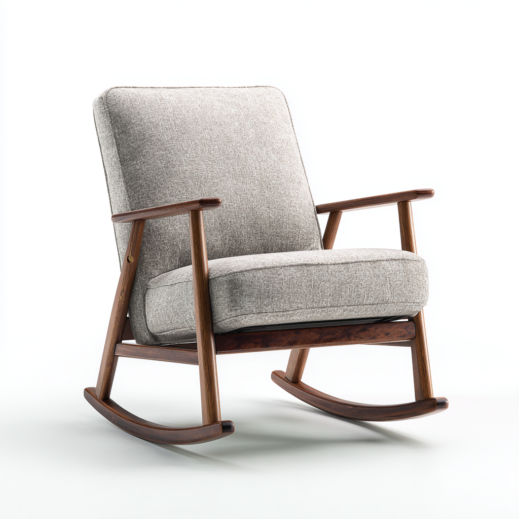 Sedia a dondolo tessuto 82x77x101 cm - grigio - adatta al soggiorno - design moderno-Livingvo