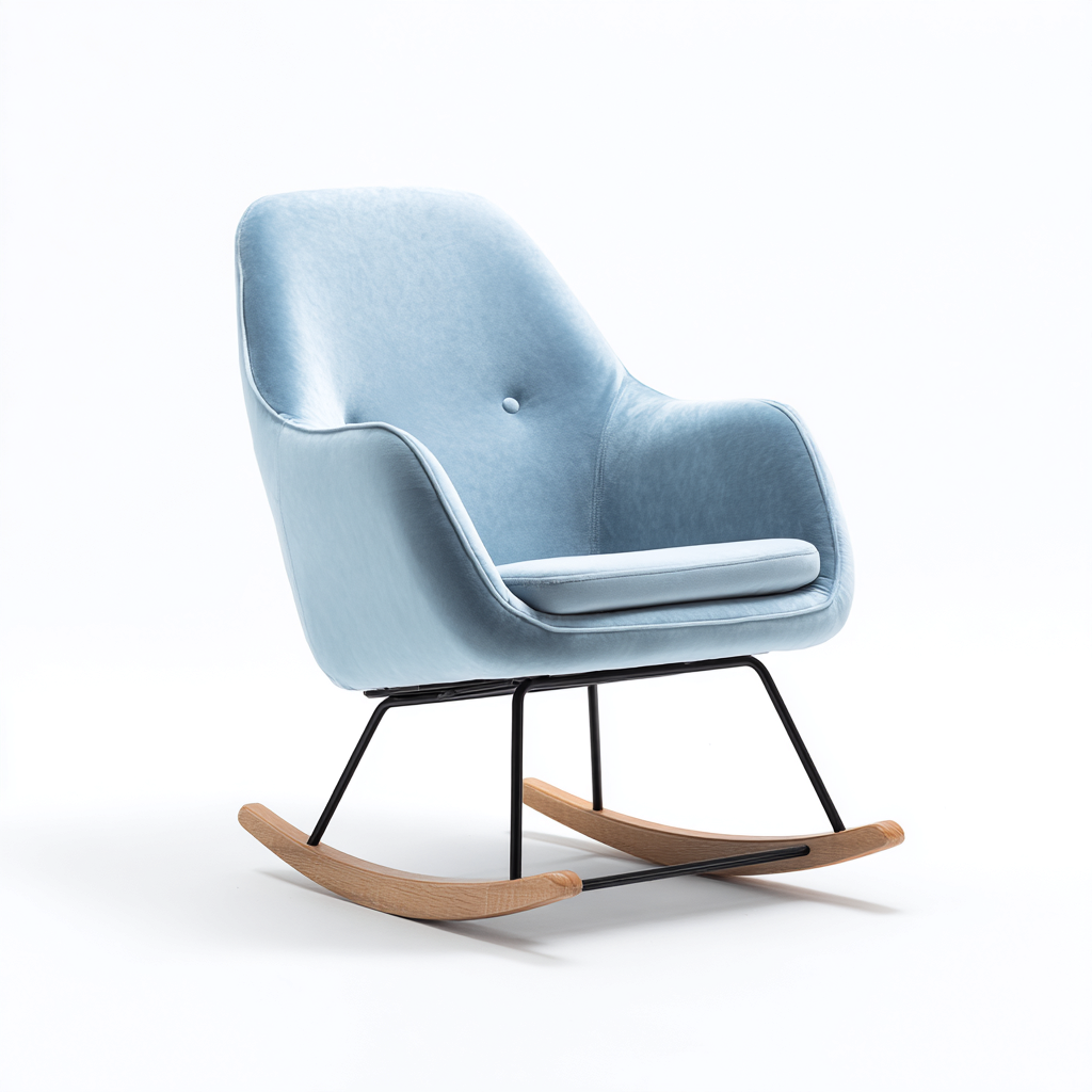 Sedia a dondolo velluto 76x70x98 cm - azzurro - adatta al soggiorno - design moderno-Livingvo