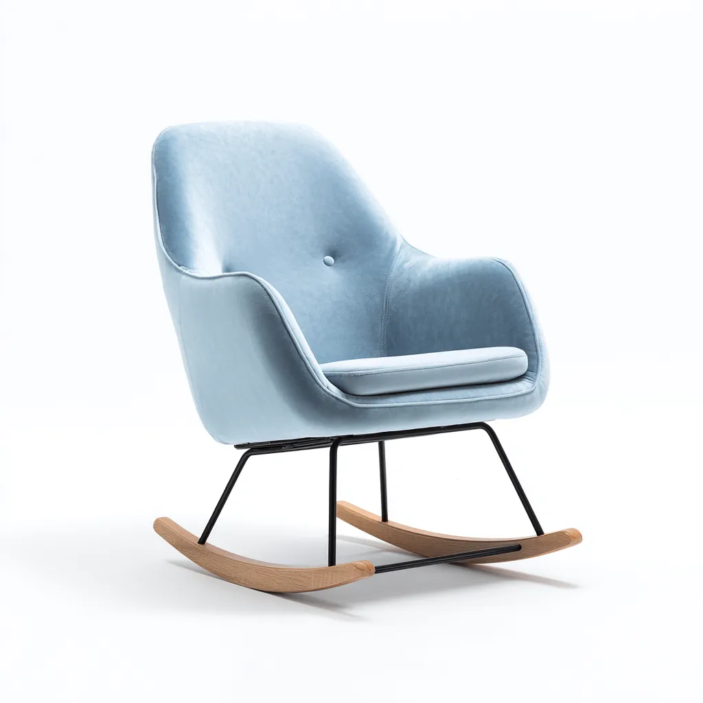 Sedia a dondolo velluto 76x70x98 cm - azzurro - adatta al soggiorno - design moderno-Livingvo