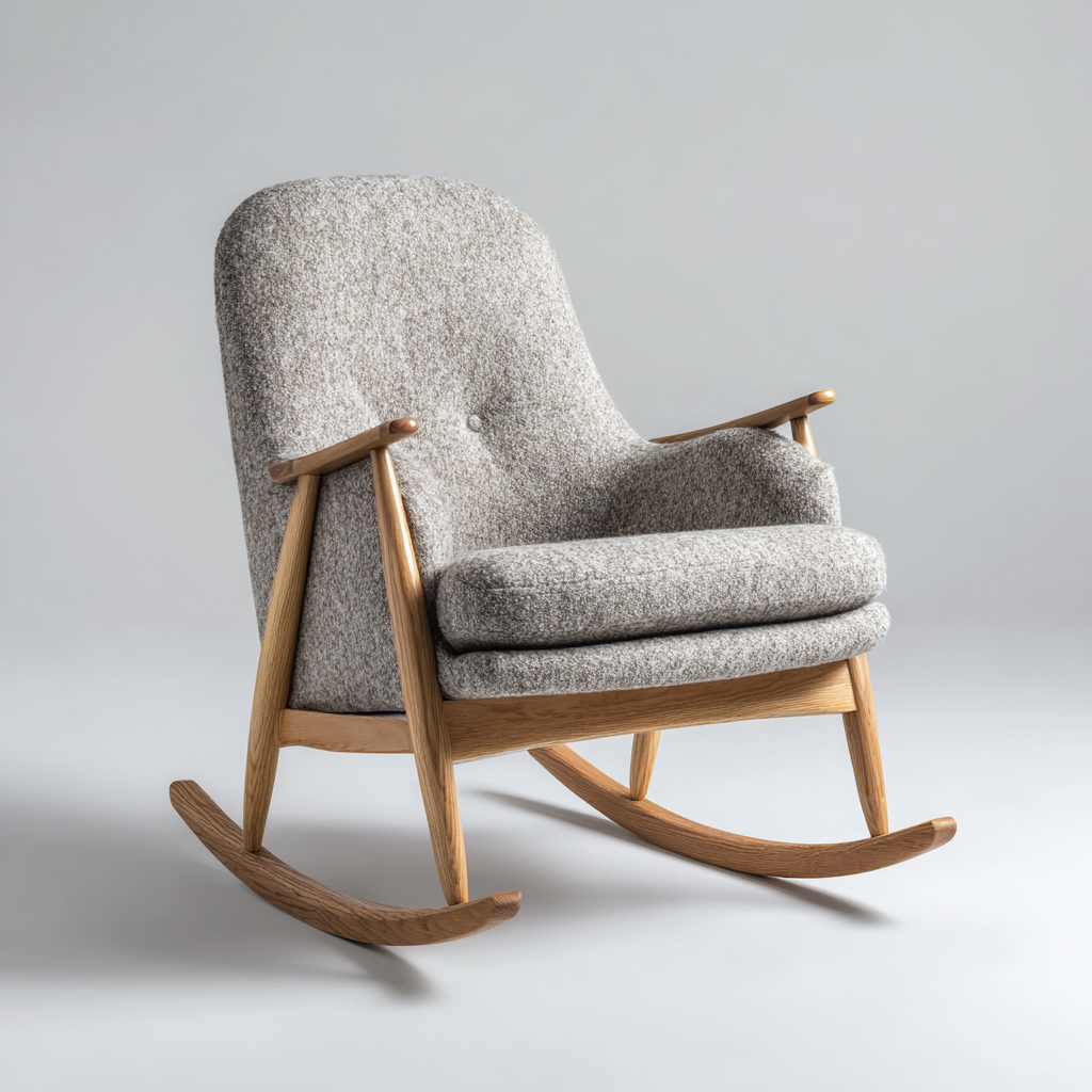 Sedia a dondolo tessuto 82x75x102 cm - grigio - adatta al soggiorno - design moderno-Livingvo