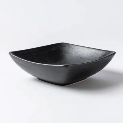 Lavabo da appoggio in ceramica 40x40 cm nero opaco per bagno - design moderno-Livingvo