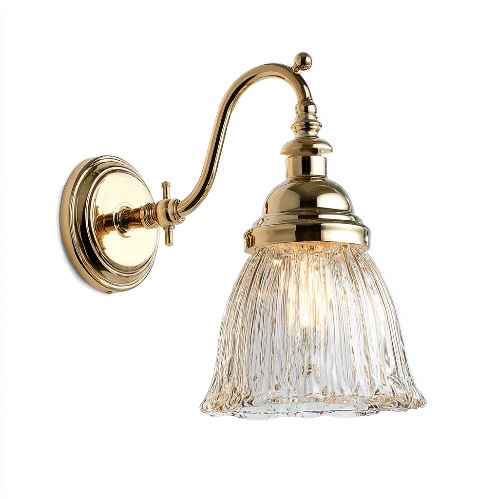 Applique metallo+vetro 28x18x30 cm - oro-trasparente - design classico-Livingvo