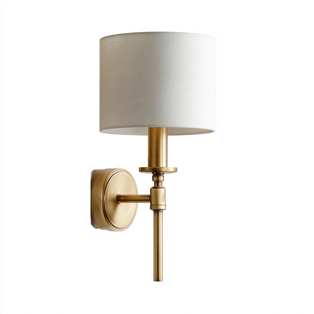 Applique metallo+tessuto 17x13x34 cm - ottone antico-bianco - design moderno-Livingvo