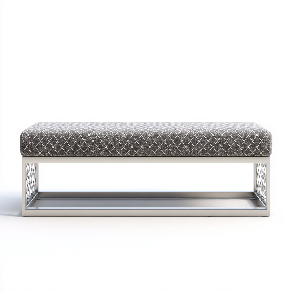 Panca per letto tessuto 110x40x45 cm - grigio - adatta alla camera da letto - design moderno-Livingvo