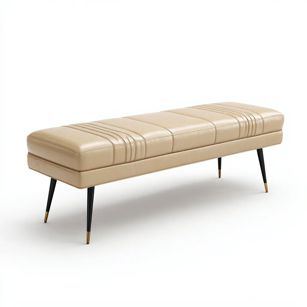 Panca per letto pelle 120x38x45 cm - beige - adatta alla camera da letto - design moderno-Livingvo