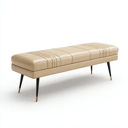 Panca per letto pelle 120x38x45 cm - beige - adatta alla camera da letto - design moderno-Livingvo