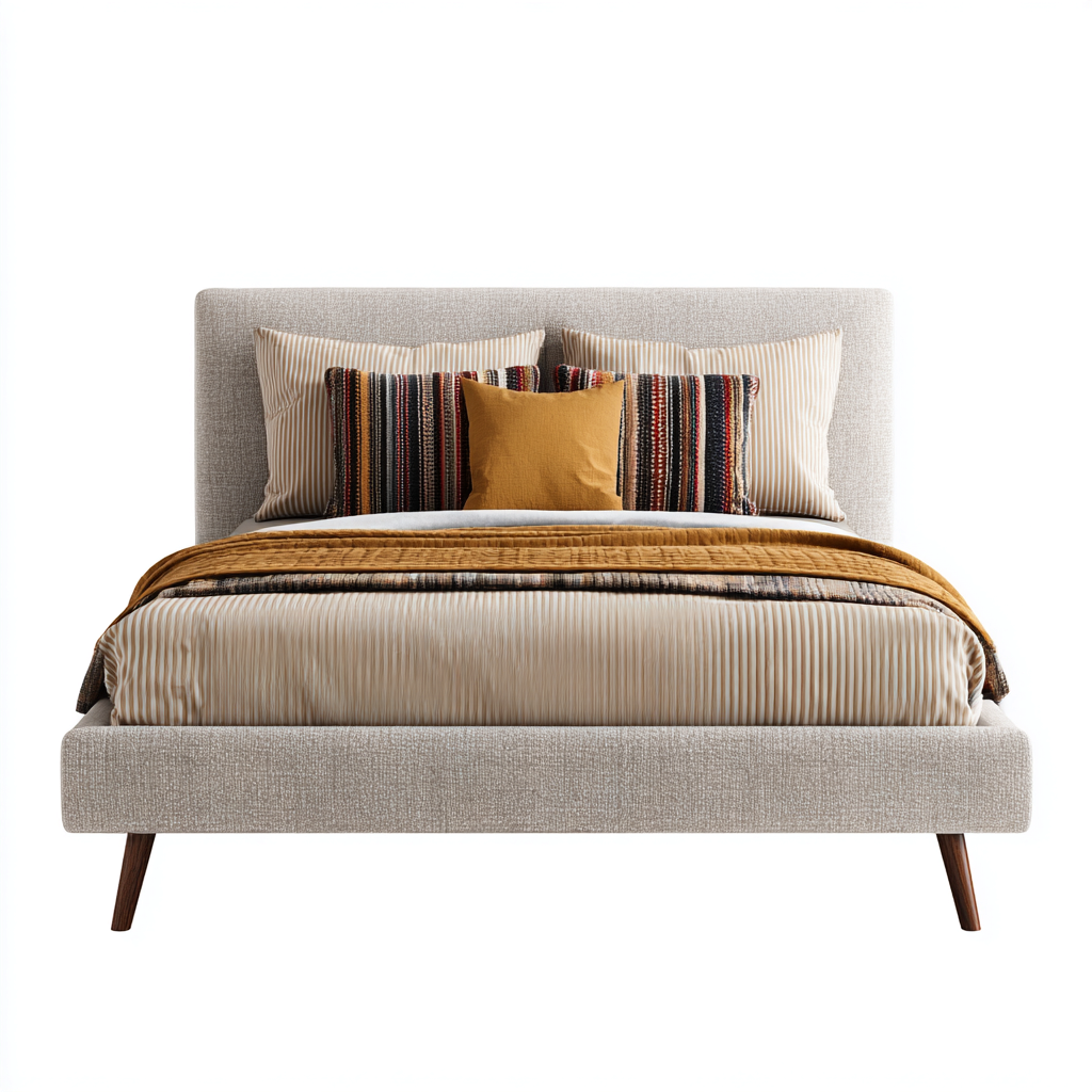 Letto matrimoniale legno-tessuto 213x163x117 cm - beige - design moderno-Livingvo