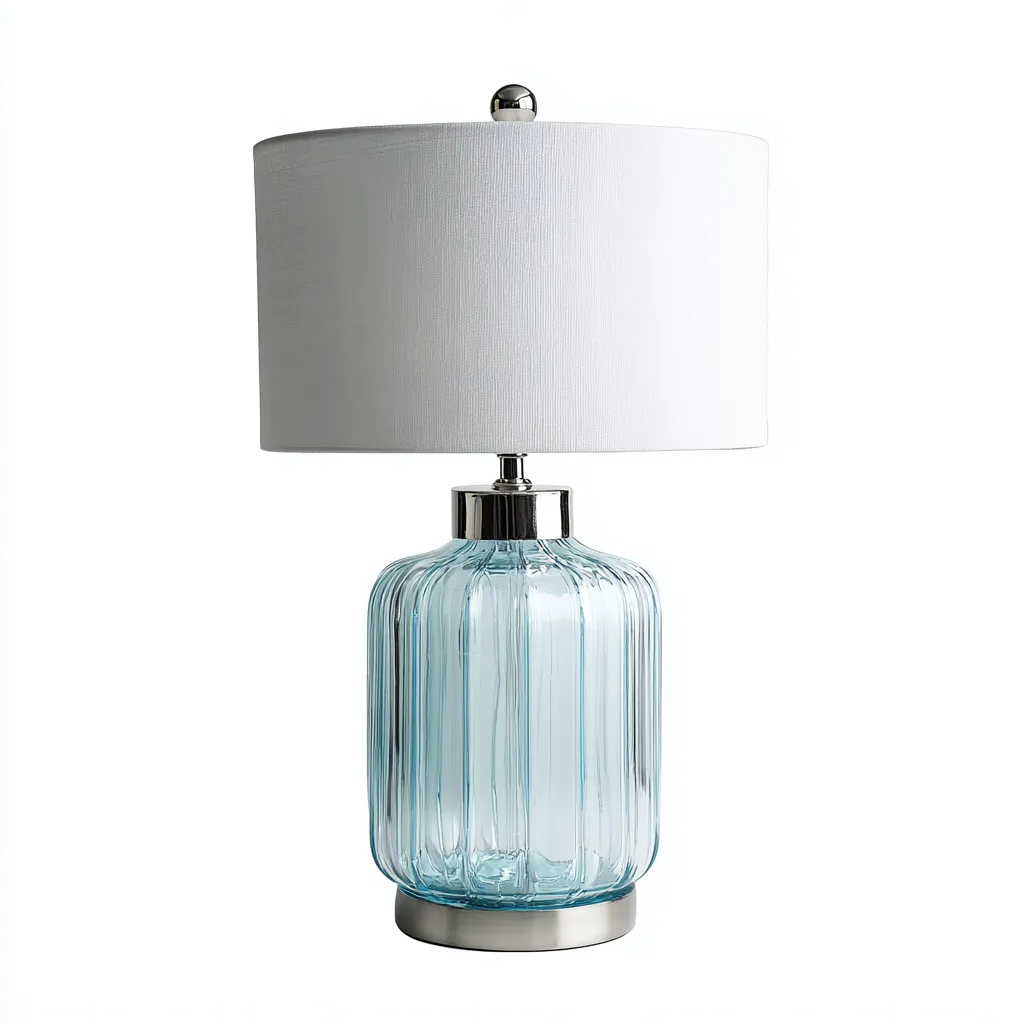 Lampada da tavolo vetro-metallo 30x30 cm - azzurro-bianco - stile moderno-Livingvo