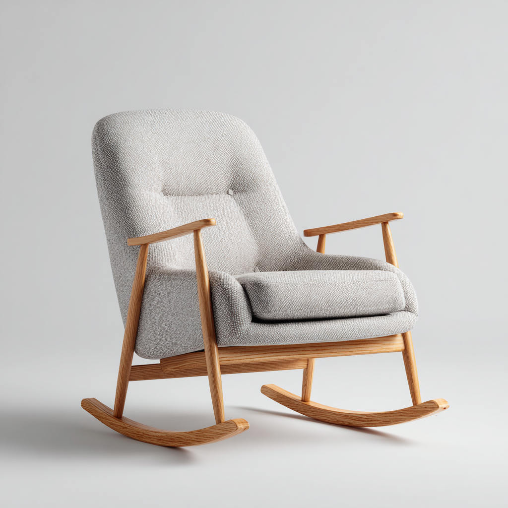 Sedia a dondolo tessuto 79x73x97 cm - grigio - adatta al soggiorno - design moderno-Livingvo