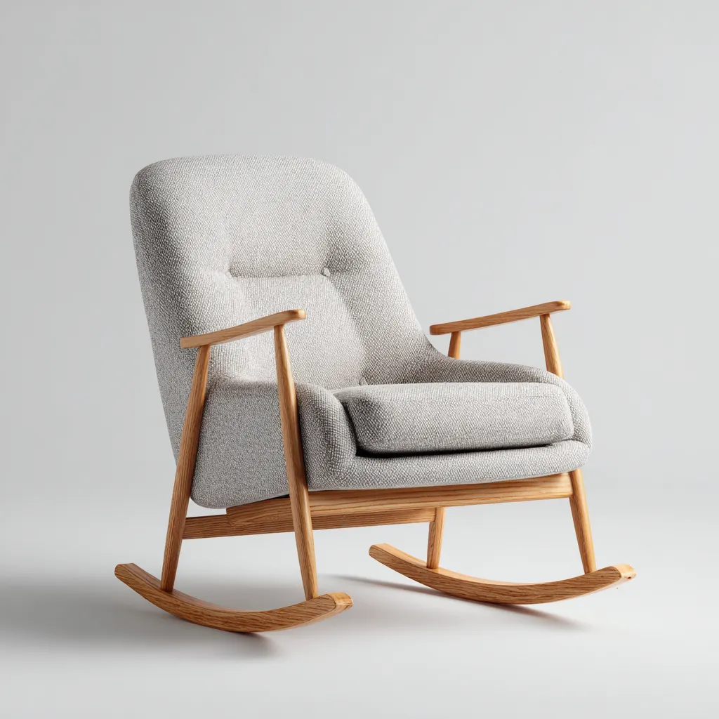 Sedia a dondolo tessuto 79x73x97 cm - grigio - adatta al soggiorno - design moderno-Livingvo