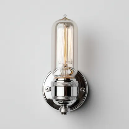 Applique metallo+vetro 24x10x16 cm - cromato-ambra - design industrial-Livingvo