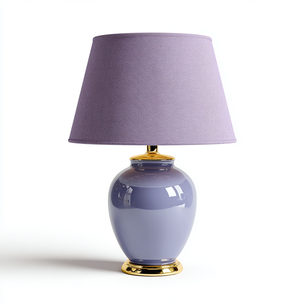 Lampada da tavolo ceramica 26x26 cm - viola - stile moderno-Livingvo