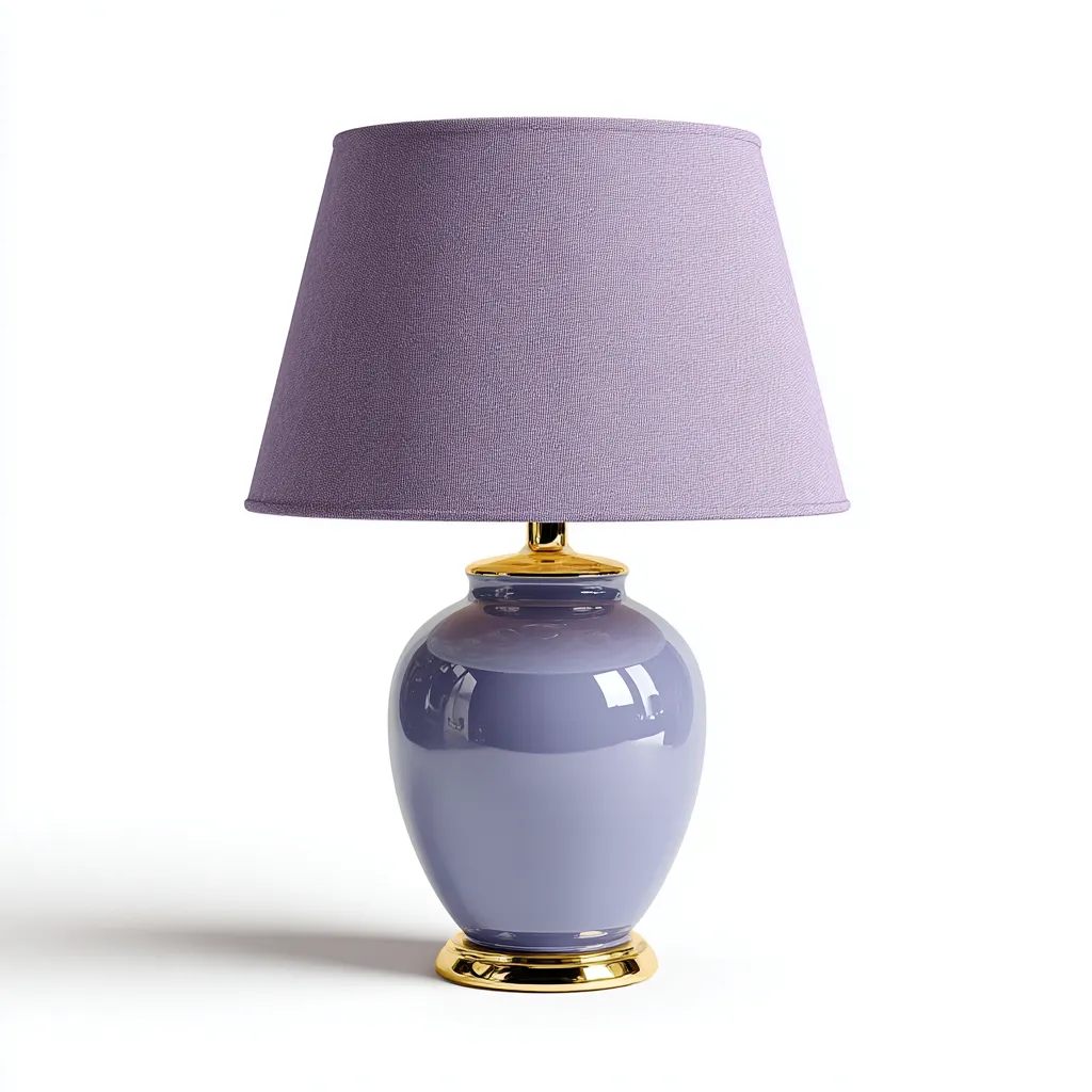 Lampada da tavolo ceramica 26x26 cm - viola - stile moderno-Livingvo