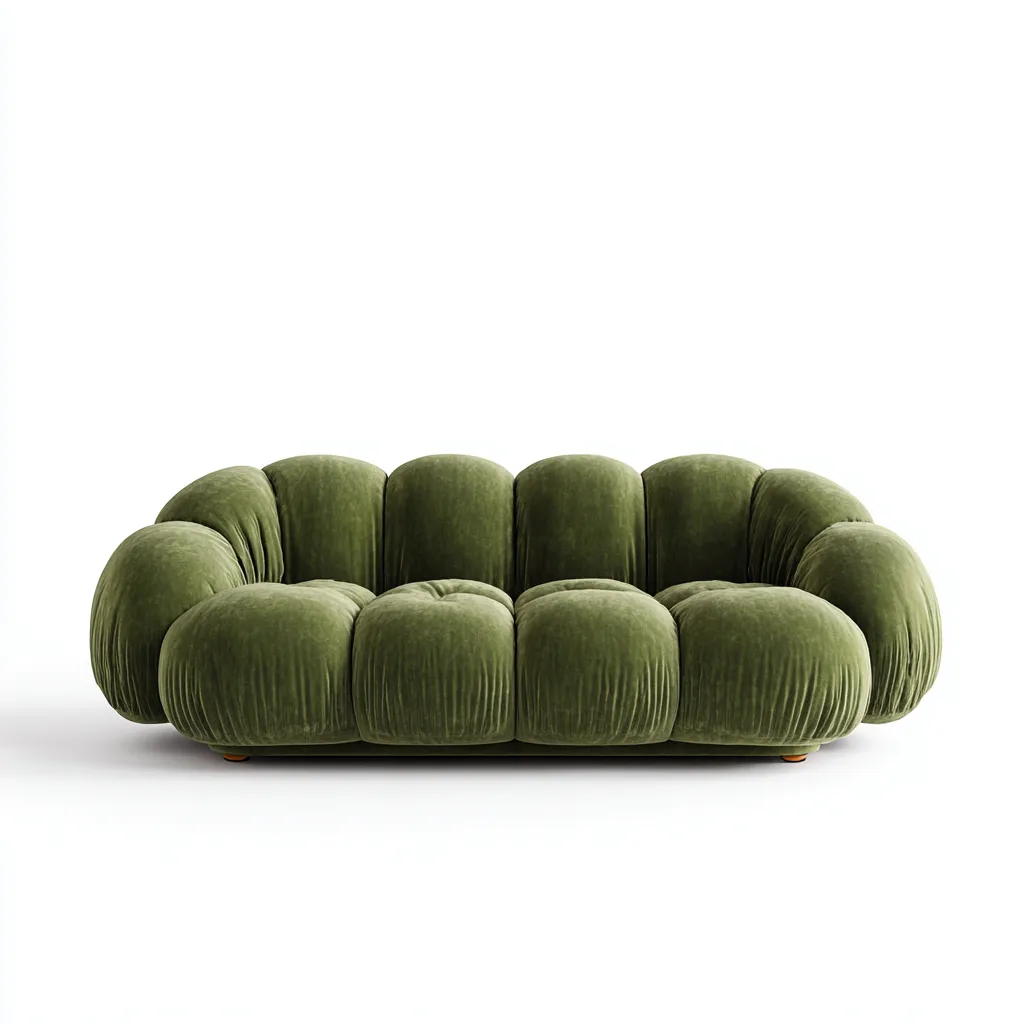 Divano lineare velluto 220x110x82 cm - verde oliva - adatto al soggiorno - design moderno-Livingvo