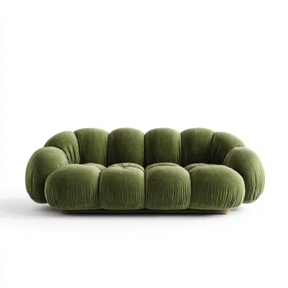 Divano lineare velluto 220x110x82 cm - verde oliva - adatto al soggiorno - design moderno-Livingvo