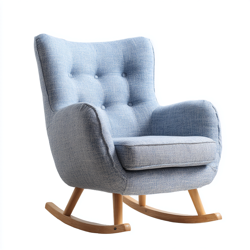 Sedia a dondolo tessuto 82x75x102 cm - blu - adatta al soggiorno - design moderno-Livingvo