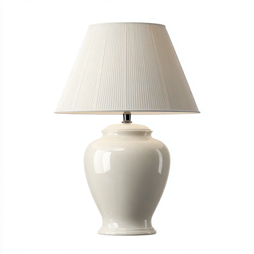Lampada da tavolo ceramica 28x28 cm - avorio - stile classico-Livingvo
