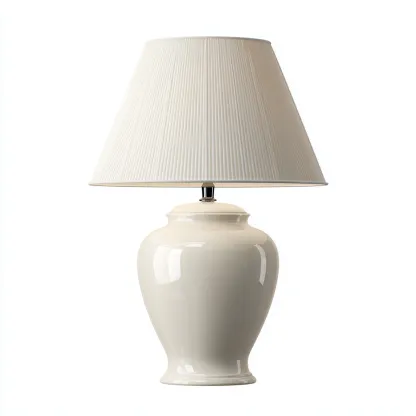 Lampada da tavolo ceramica 28x28 cm - avorio - stile classico-Livingvo